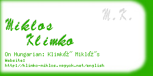 miklos klimko business card